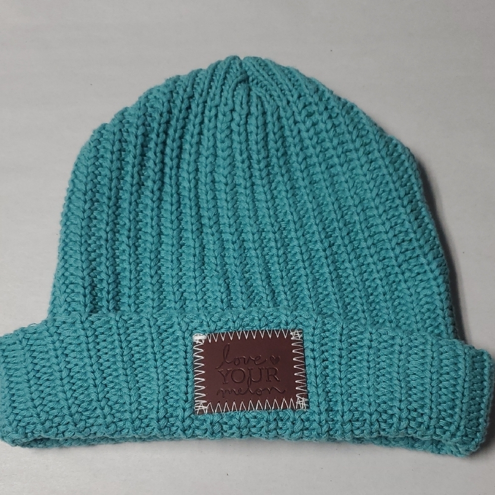 Love Your Melon Chunky Knit Beanie Hat Teal Winter Warm